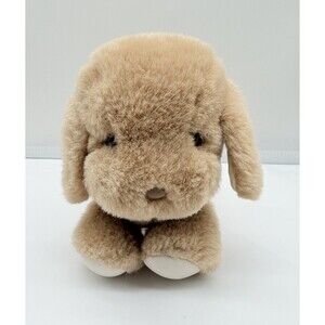 Vintage Baby Gund Plush Dogfeat 1983 Tan Stuffed Animal Dog Spot Puppy Rattle 7”